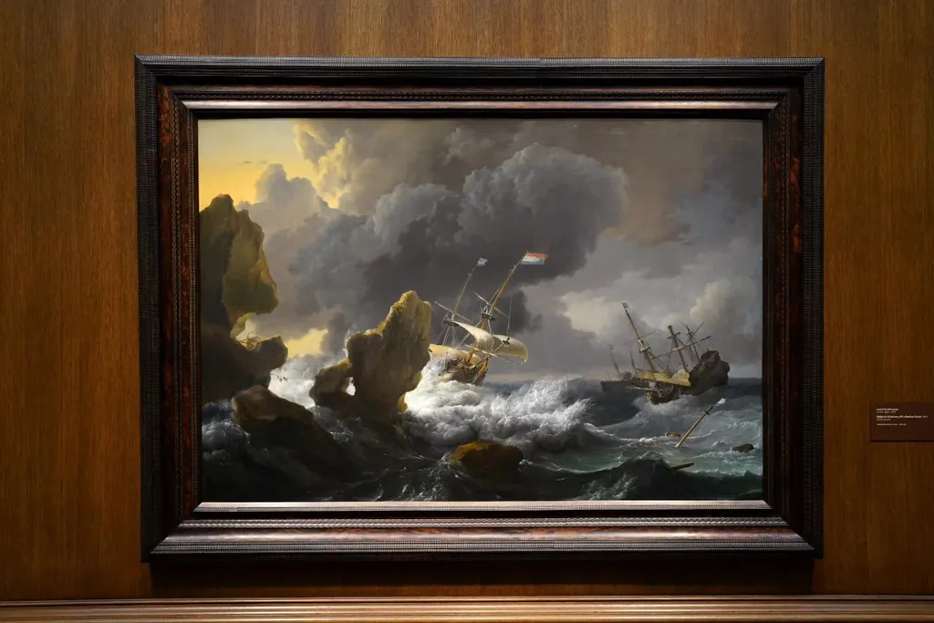 Ships in Distress off a Rocky Coast, Ludolf Backhuysen, 1667