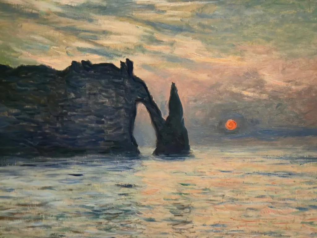 The Cliff, Étretat, Sunset, Claude Monet, 1883