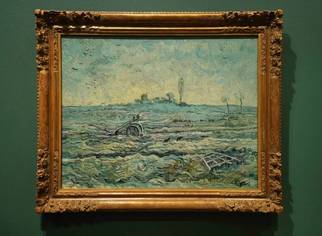 Snow-Covered Field with a Harrow, Vincent van Gogh, 1890