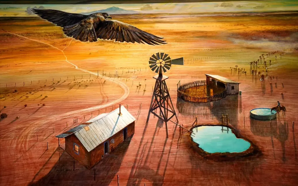 A Ranch on the Plains, Peter Hurd, 1954