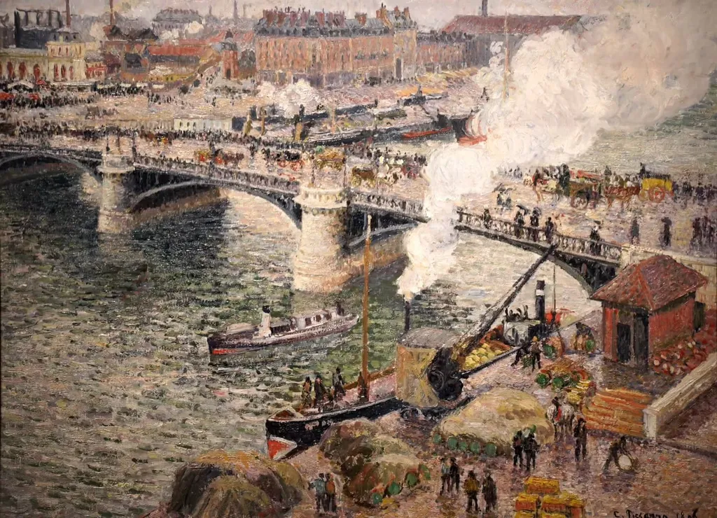 Pont Boieldieu in Rouen, Rainy Weather, Camille Pissarro, 1896